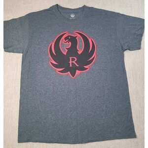 Ruger T Shirt Mens L Gray Short Sleeve Red Eagle Logo Graphic Cotton Blend